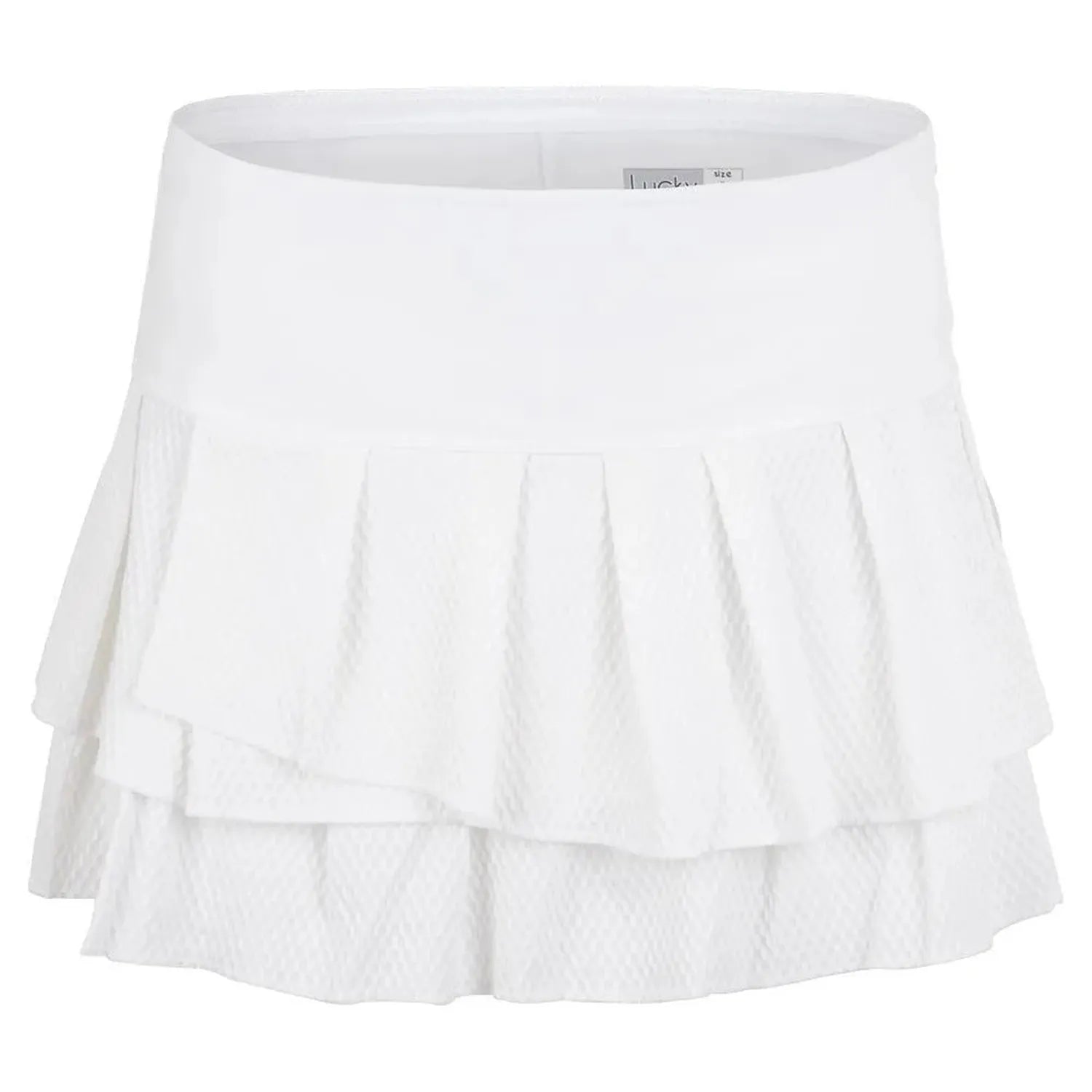 Women's Wavy Pleat Tier Tennis Skort-Apparel-Lucky In Love-93558-110_WHITE-L-Tennis Express