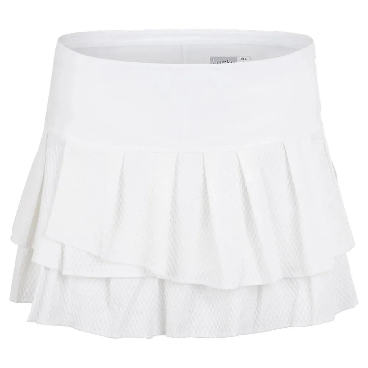 Women's Wavy Pleat Tier Tennis Skort-Apparel-Lucky In Love-93558-110_WHITE-L-Tennis Express