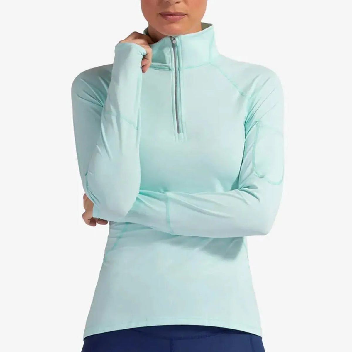 Women's Mock Zip Tennis Top-Apparel-BloqUV-94388-MINT-L-Tennis Express
