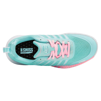 Women's Ultra Court Padel Shoes Soft Neon Blue and White