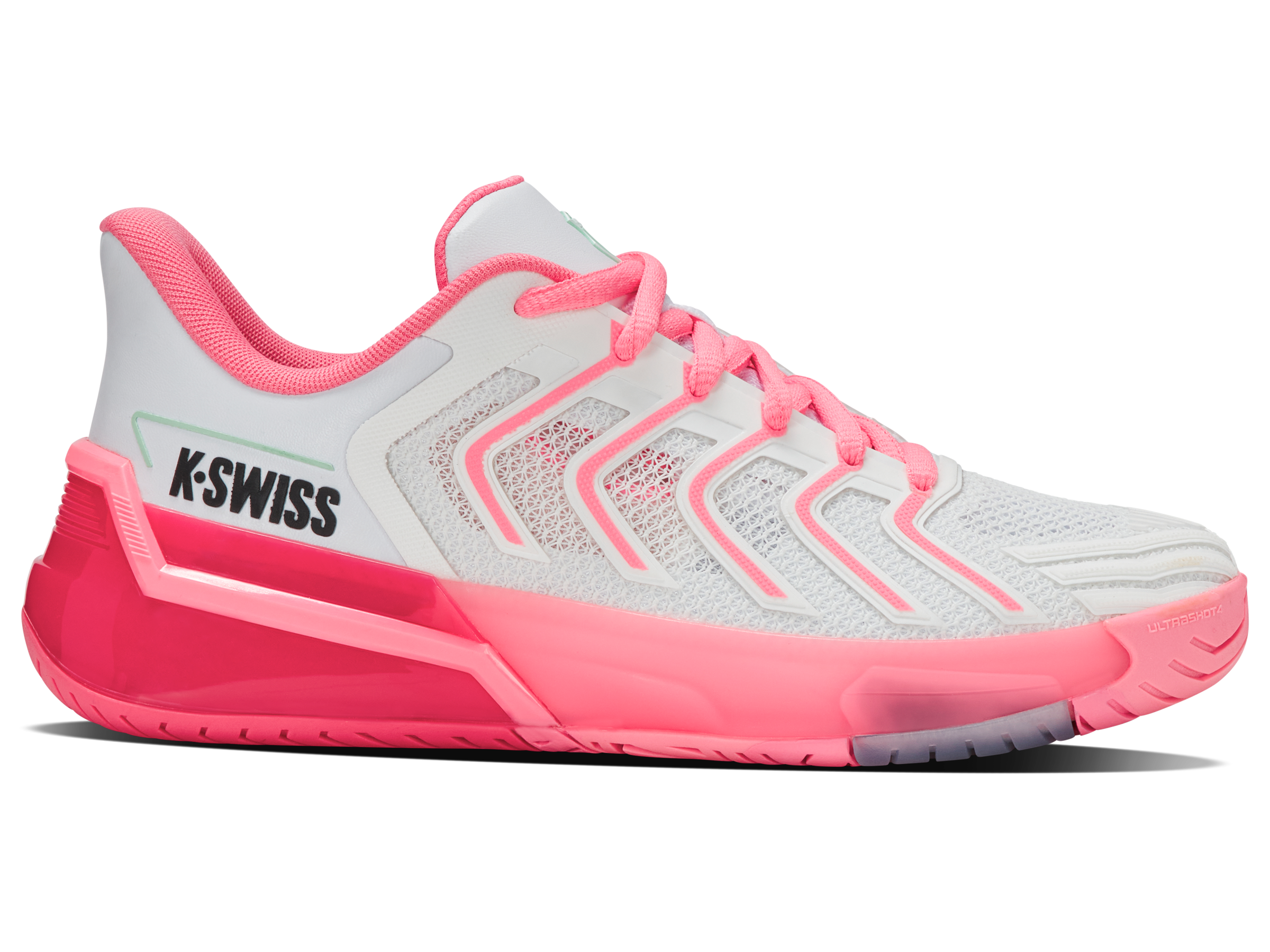K-Swiss Women's Shoes Ultrashot 4 | White/Neon Pastel Pink/Hot Neon Pink