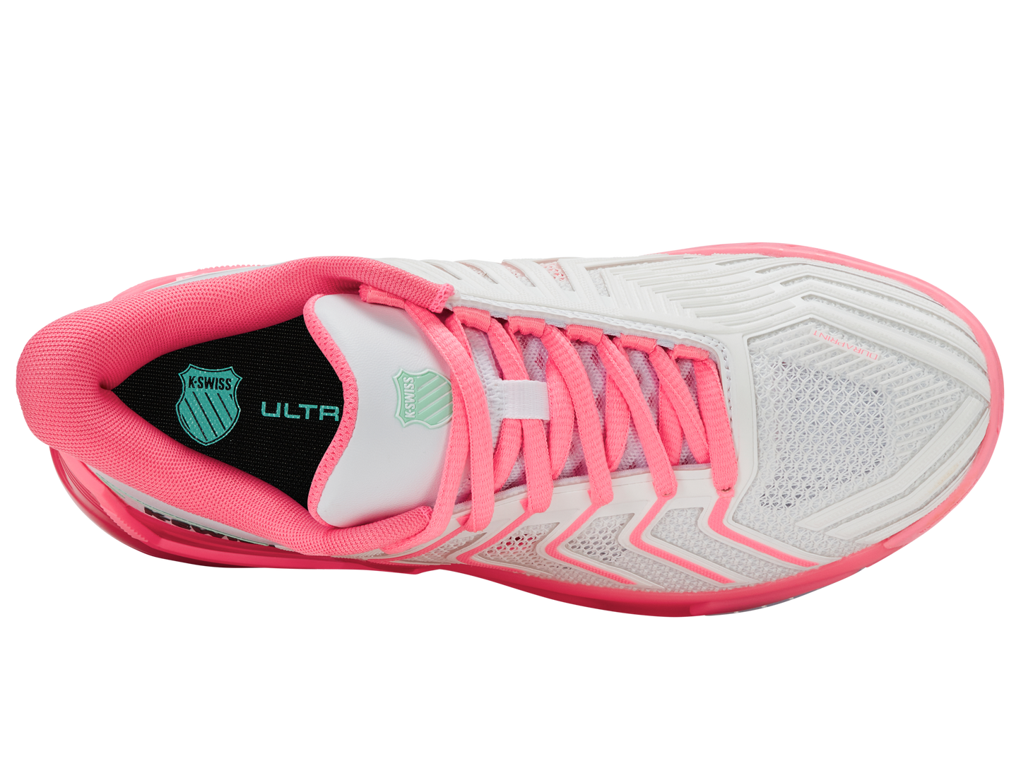 K-Swiss Women's Shoes Ultrashot 4 | White/Neon Pastel Pink/Hot Neon Pink