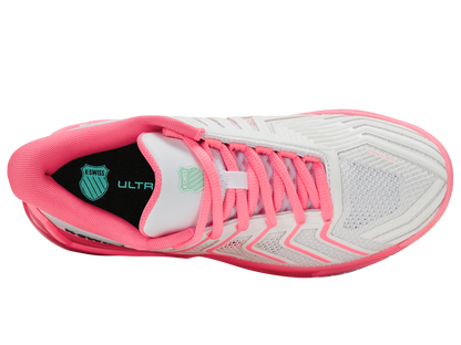 K-Swiss Women's Shoes Ultrashot 4 | White/Neon Pastel Pink/Hot Neon Pink