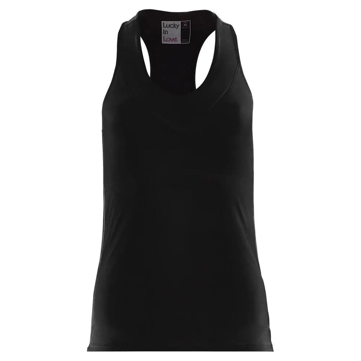 Women's V-Neck Tennis Tank with Bra-Apparel-Lucky In Love-95660-001_BLACK-L-Tennis Express