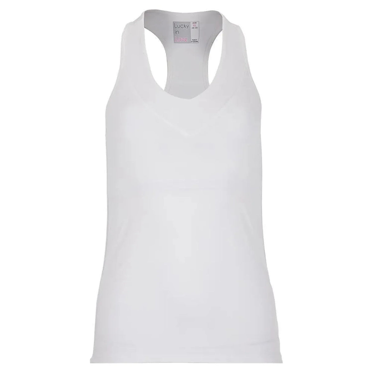 Women's V-Neck Tennis Tank with Bra-Apparel-Lucky In Love-95660-110_WHITE-L_5575d44d-5a03-4da9-bb5b-c9e37d8a70e5-Tennis Express