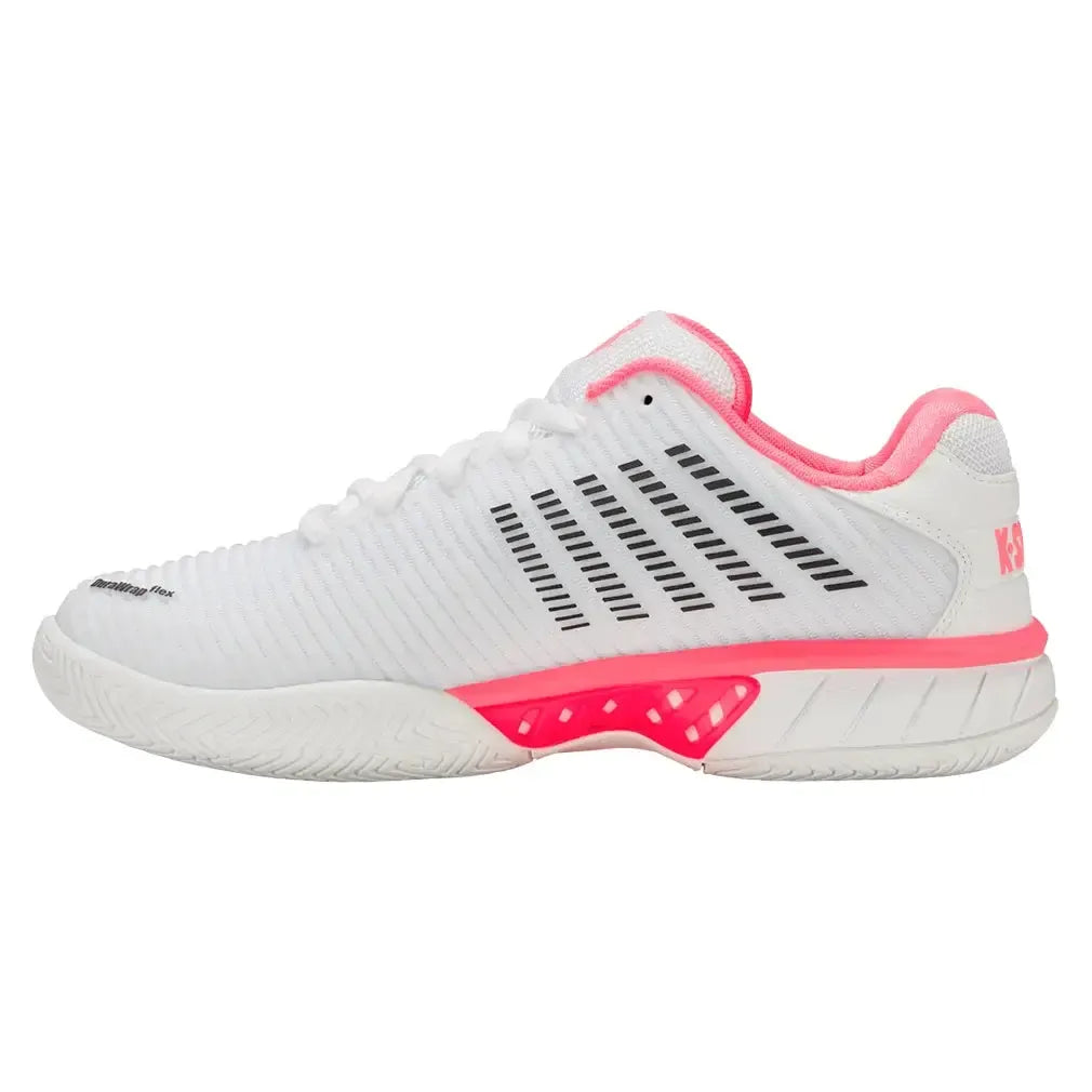 Women's Hypercourt Express 2 Tennis Shoes White and Neon Pastel Pink