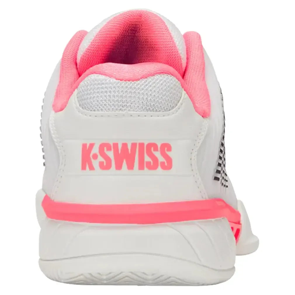 Women's Hypercourt Express 2 D Width Tennis Shoes White and Neon Pastel Pink