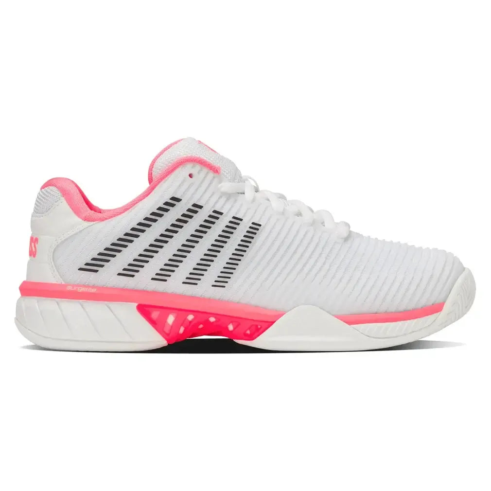 Women's Hypercourt Express 2 Tennis Shoes White and Neon Pastel Pink