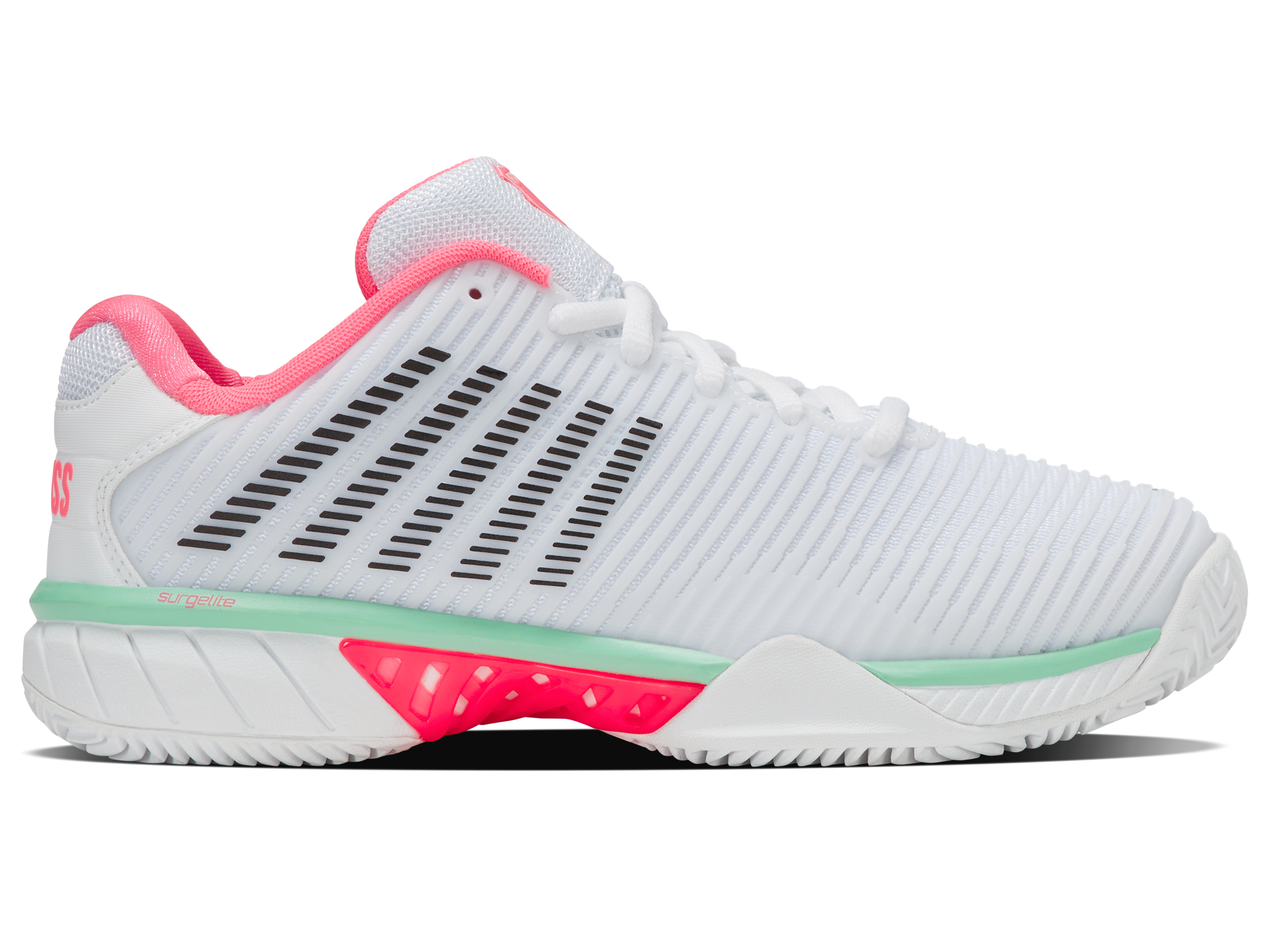 K-Swiss Women's Shoes Hypercourt Express 2 Clay | White/Neon Pastel Pink/Black