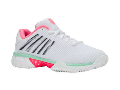 K-Swiss Women's Shoes Hypercourt Express 2 Clay | White/Neon Pastel Pink/Black
