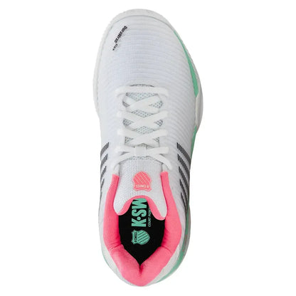 Women's Hypercourt Express 2 Clay Tennis Shoes White and Neon Pastel Pink