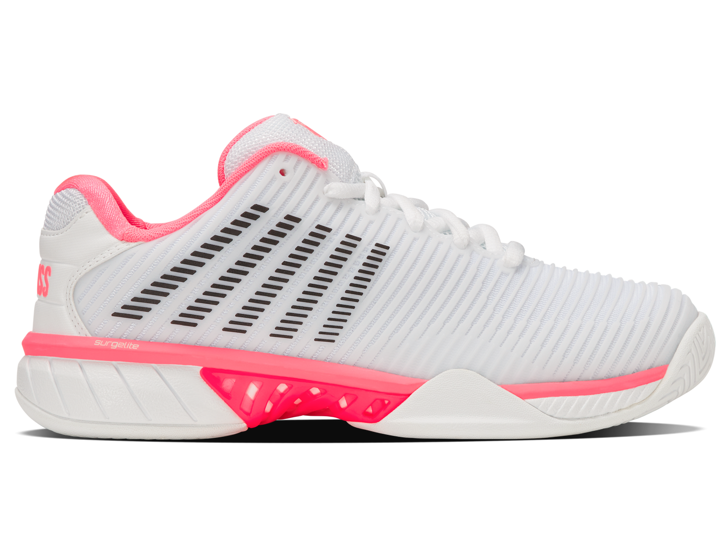 K-Swiss Women's Shoes Hypercourt Express 2-Wide | White/Neon Pastel Pink/Black