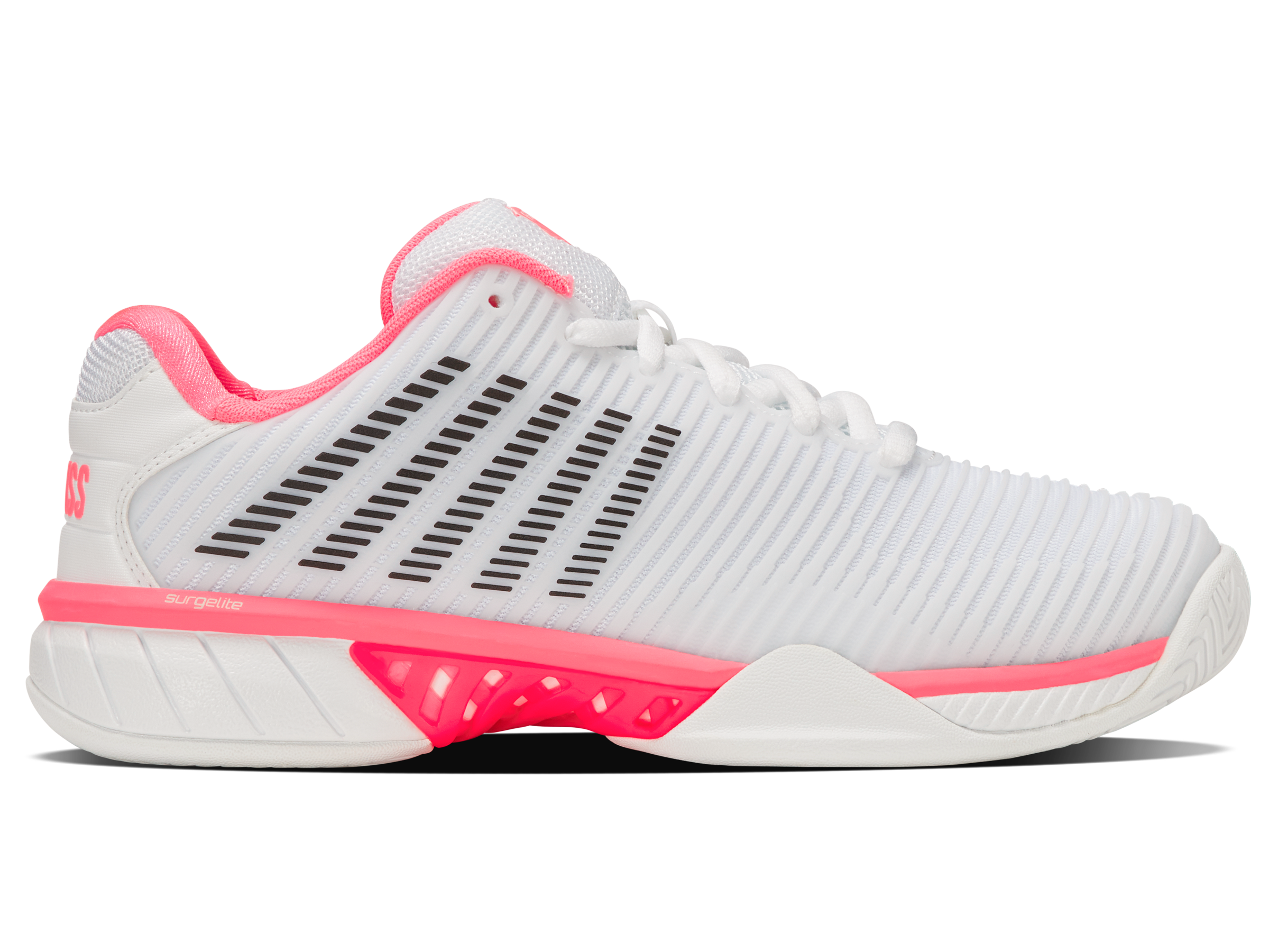K-Swiss Women's Shoes Hypercourt Express 2-Wide | White/Neon Pastel Pink/Black