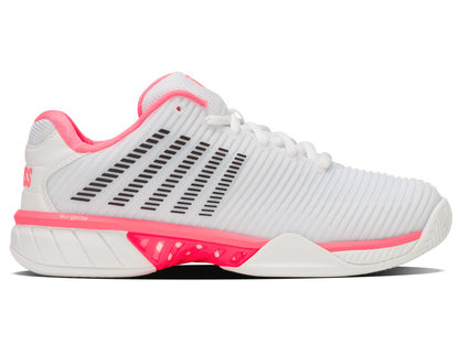 K-Swiss Women's Shoes Hypercourt Express 2-Wide | White/Neon Pastel Pink/Black