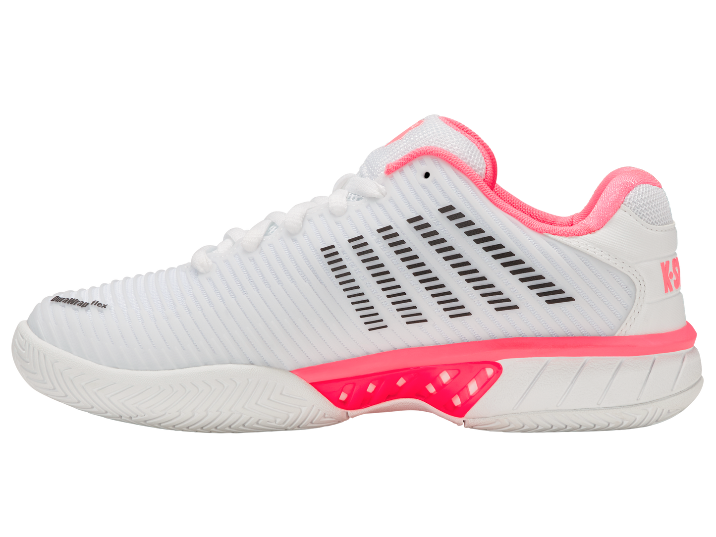 K-Swiss Women's Shoes Hypercourt Express 2-Wide | White/Neon Pastel Pink/Black