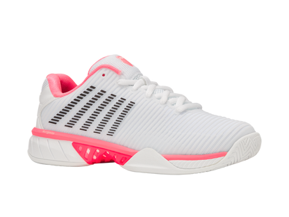 K-Swiss Women's Shoes Hypercourt Express 2-Wide | White/Neon Pastel Pink/Black