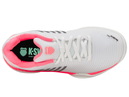 K-Swiss Women's Shoes Hypercourt Express 2-Wide | White/Neon Pastel Pink/Black