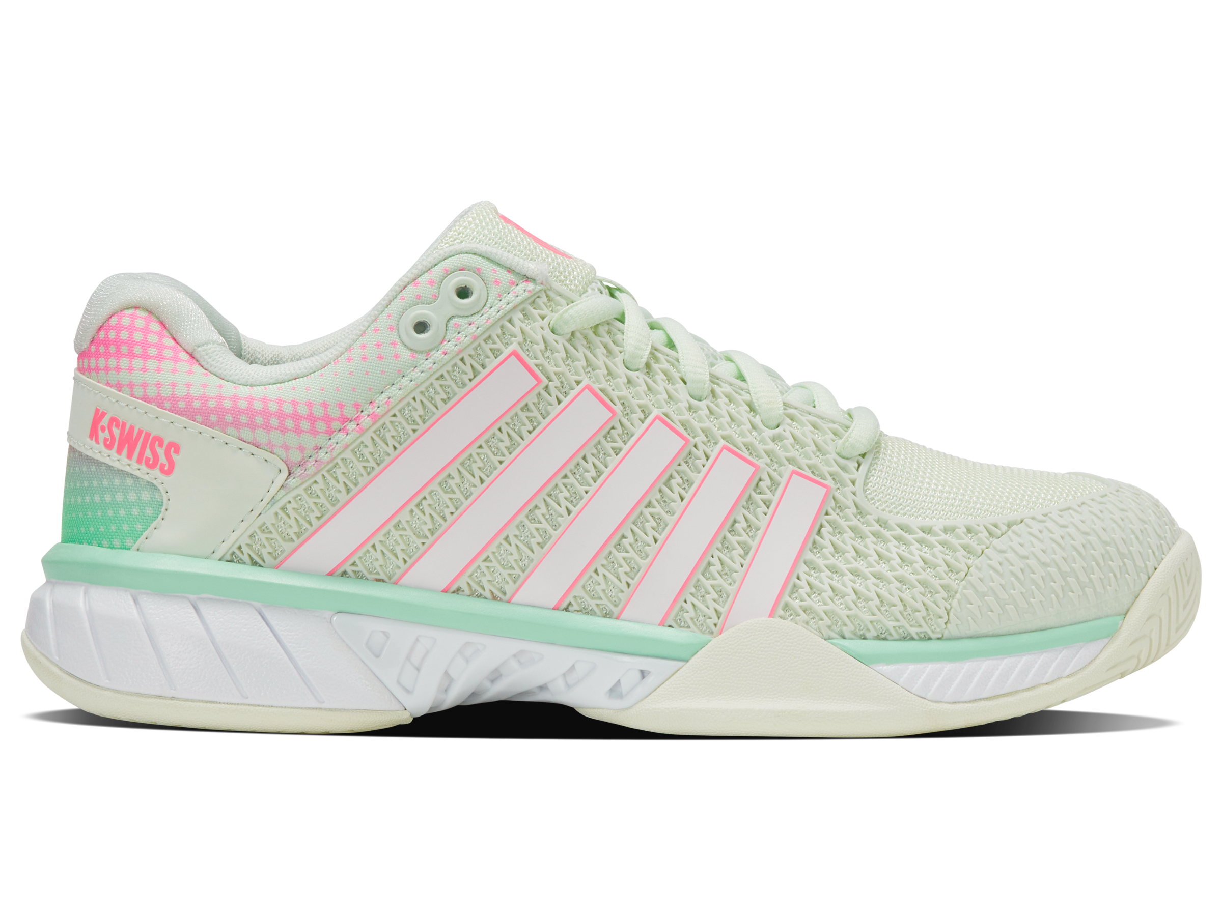 K-Swiss Women's Shoes Express Light Pickleball-Wide | Ice/Honeydew/Neon Pastel Pink