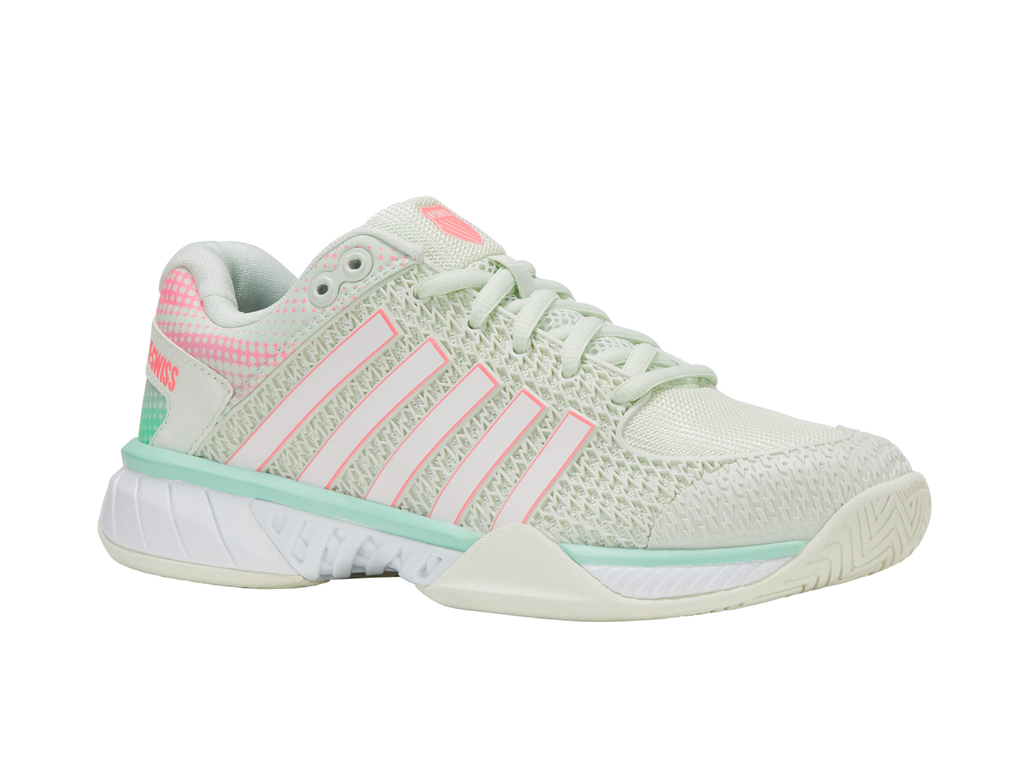 K-Swiss Women's Shoes Express Light Pickleball-Wide | Ice/Honeydew/Neon Pastel Pink