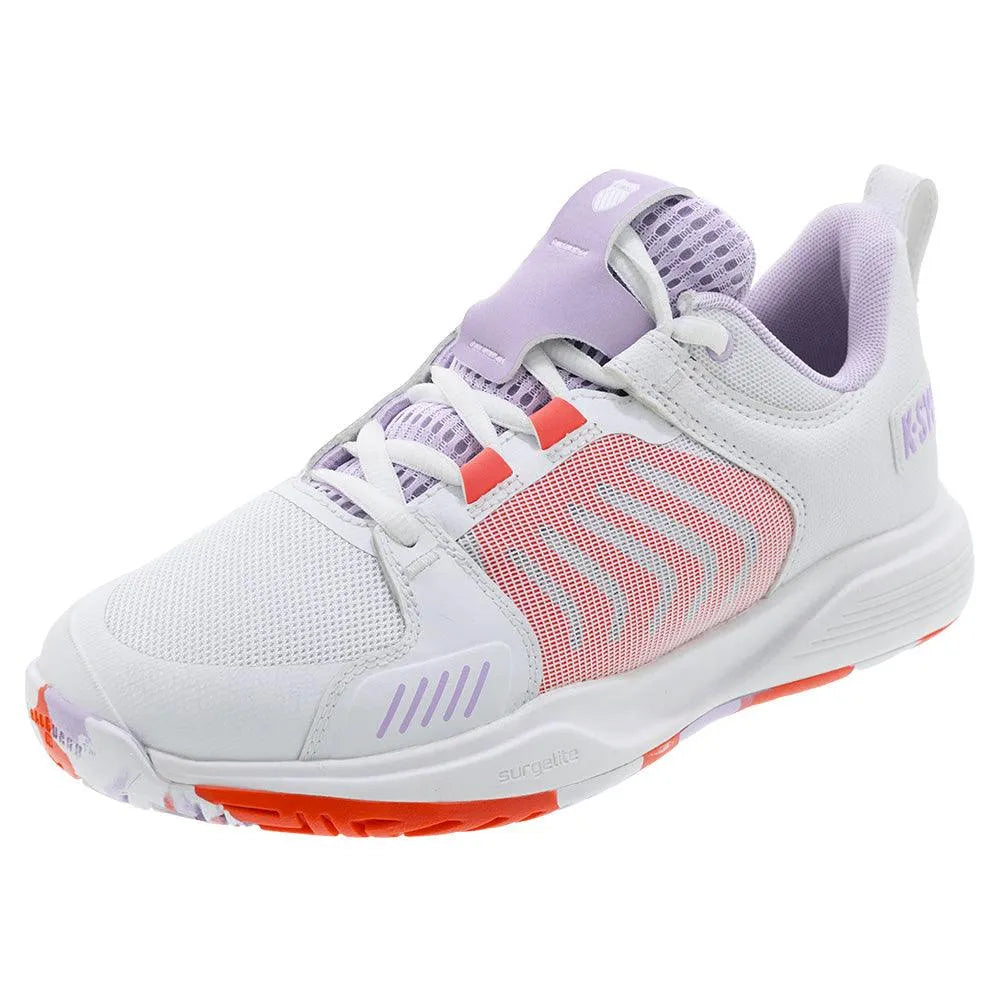 Women's Ultrashot Team Tennis Shoes White and Orchid Petal-Footwear-K-Swiss-97395-182-M-Tennis Express