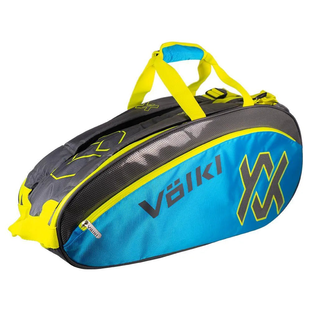 Tour 6 Pack Tennis Bag Charcoal and Neon Blue-Bags-Volkl-98657-DEFAULT-L-Tennis Express