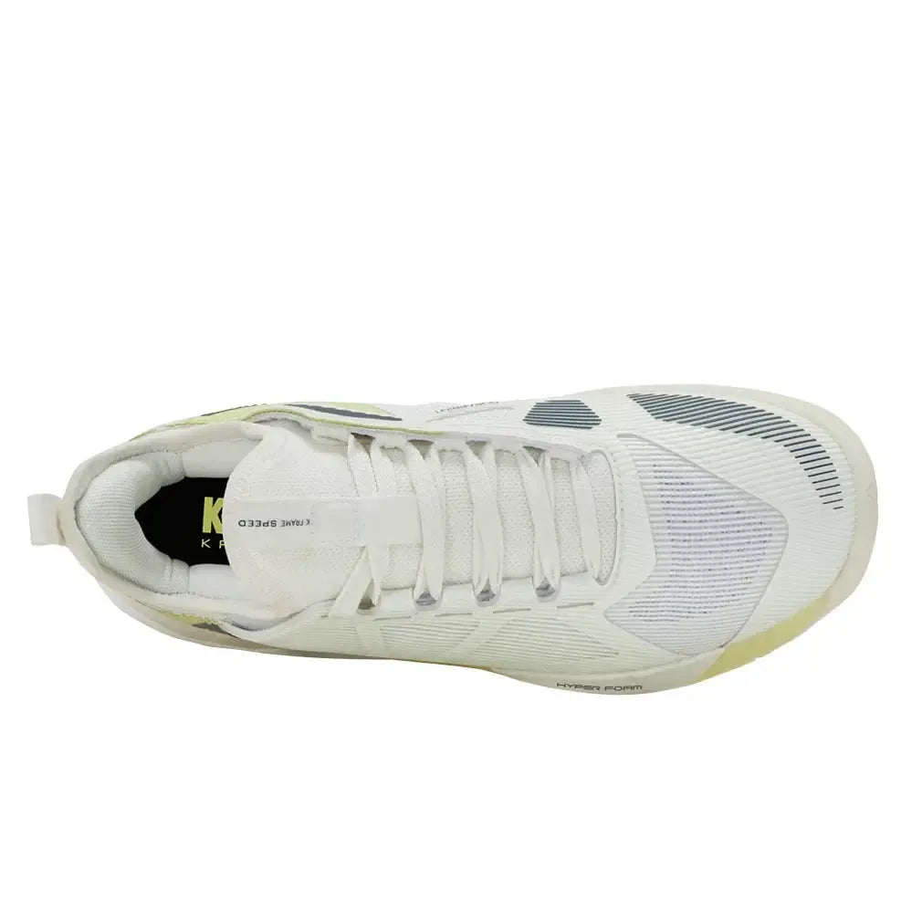 Women's K-Frame Speed Tennis Shoes Blanc de Blanc and Luminary Green