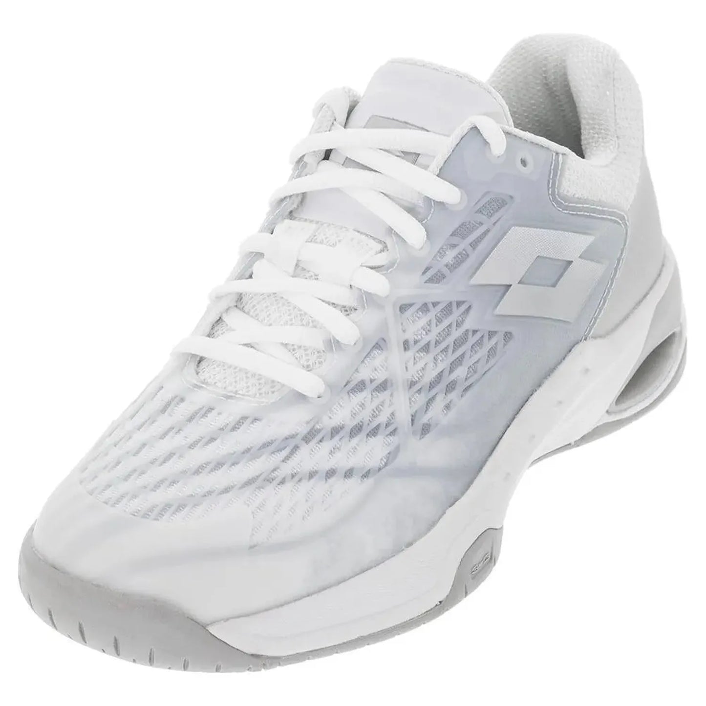 Women's Mirage 100 Speed Tennis Shoes All White and Silver Metal 2-Footwear-Lotto-99679-DEFAULT-L-Tennis Express