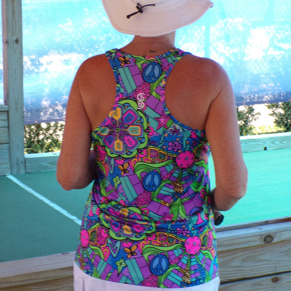 Picckleball Bella Racerback Tank Groovy