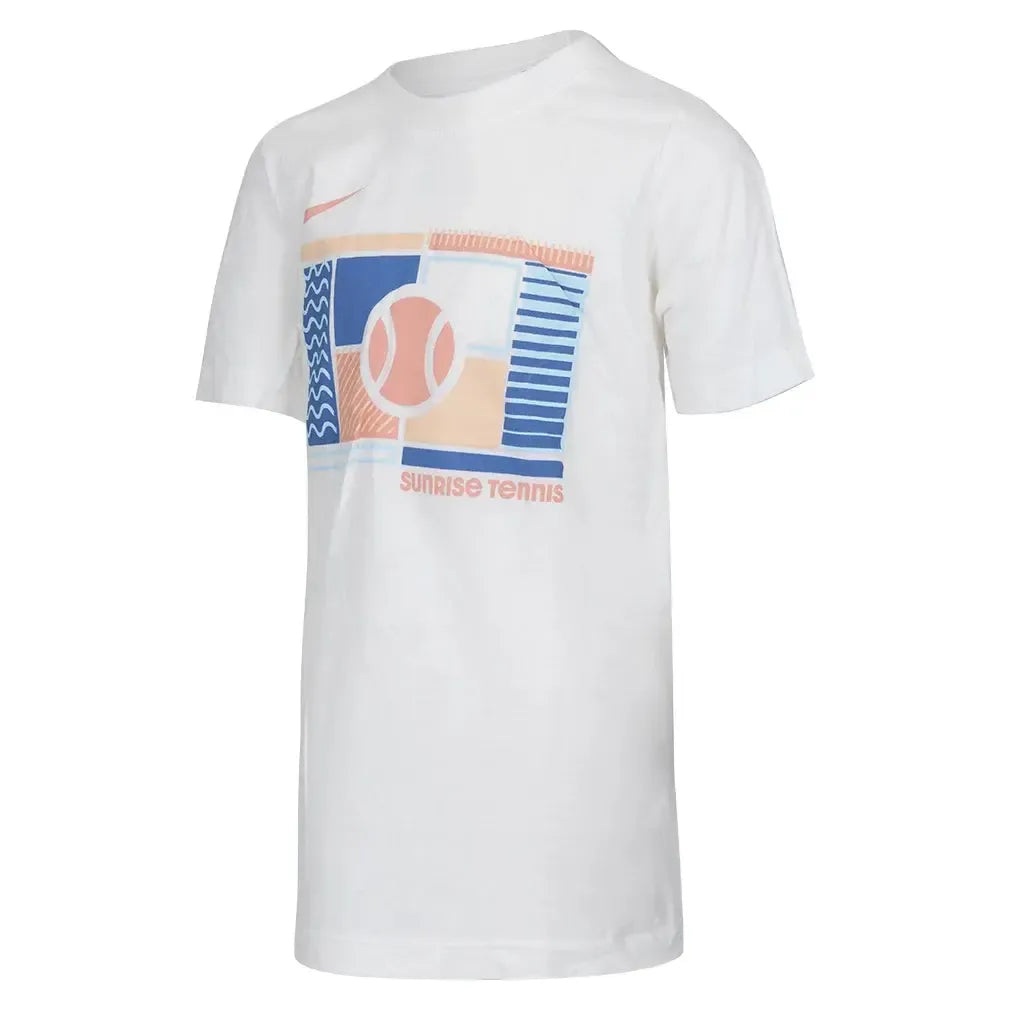 Boys' Cotton Short Sleeve Tennis Tee-Apparel-Nike-B11377MO-S25-W-Tennis Express