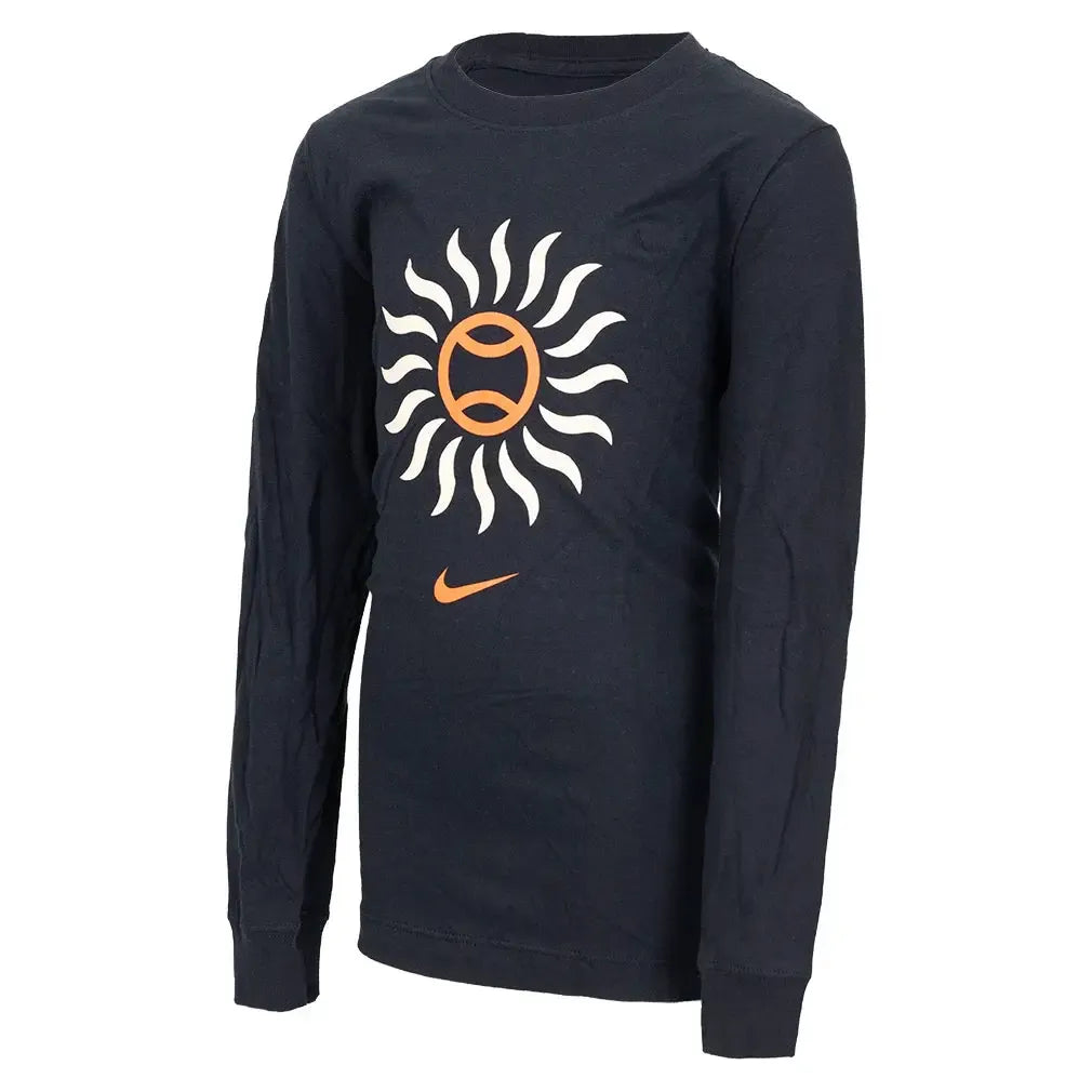 Boys' Cotton Long Sleeve Tennis Tee-Apparel-Nike-B12461IW-S25-Black_4959ea1e-810e-4b5b-9460-dfd312c5218e-Tennis Express