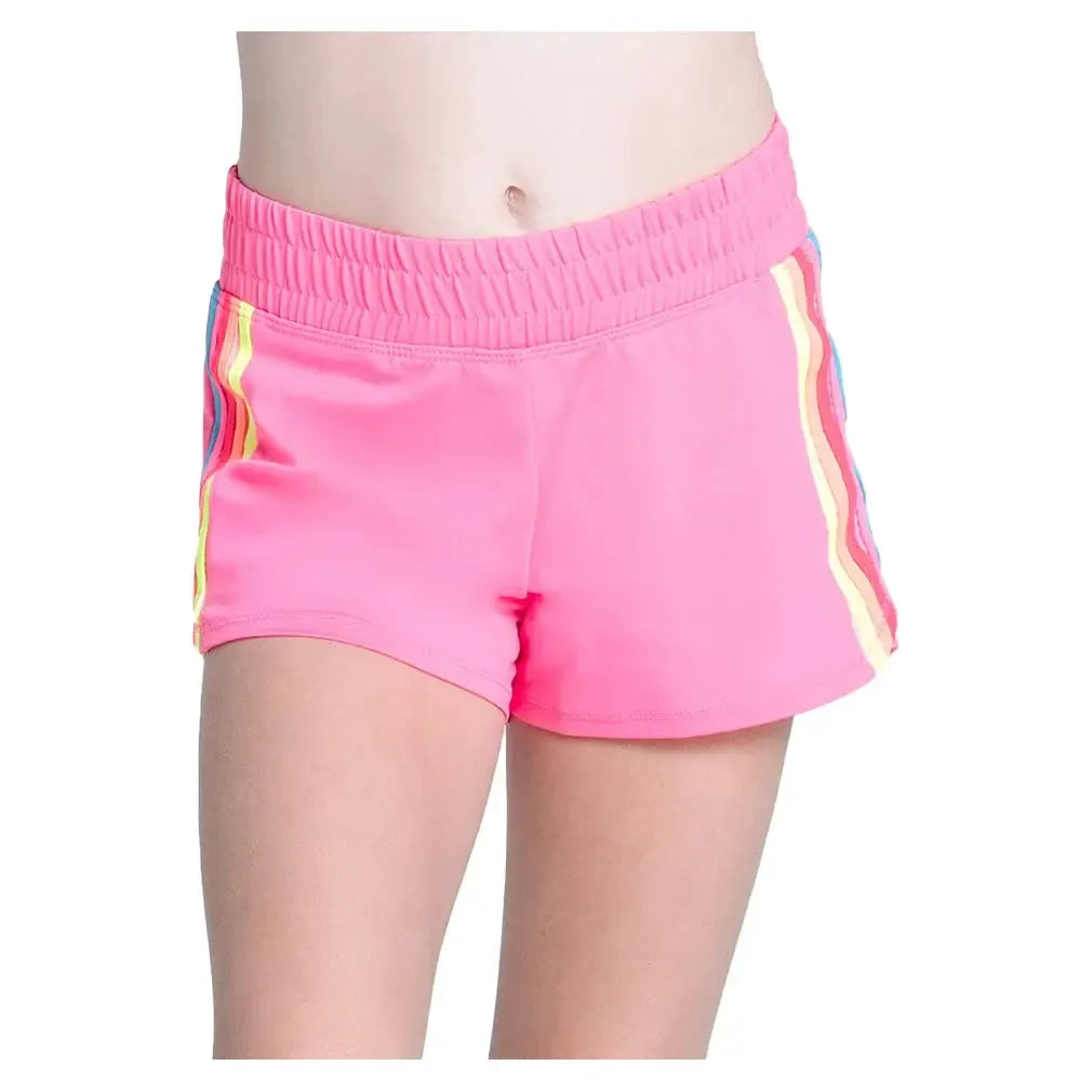 Girls' Prisma Stripe Tennis Short Pink-Apparel-Lucky In Love-B157-648S25-Tennis Express