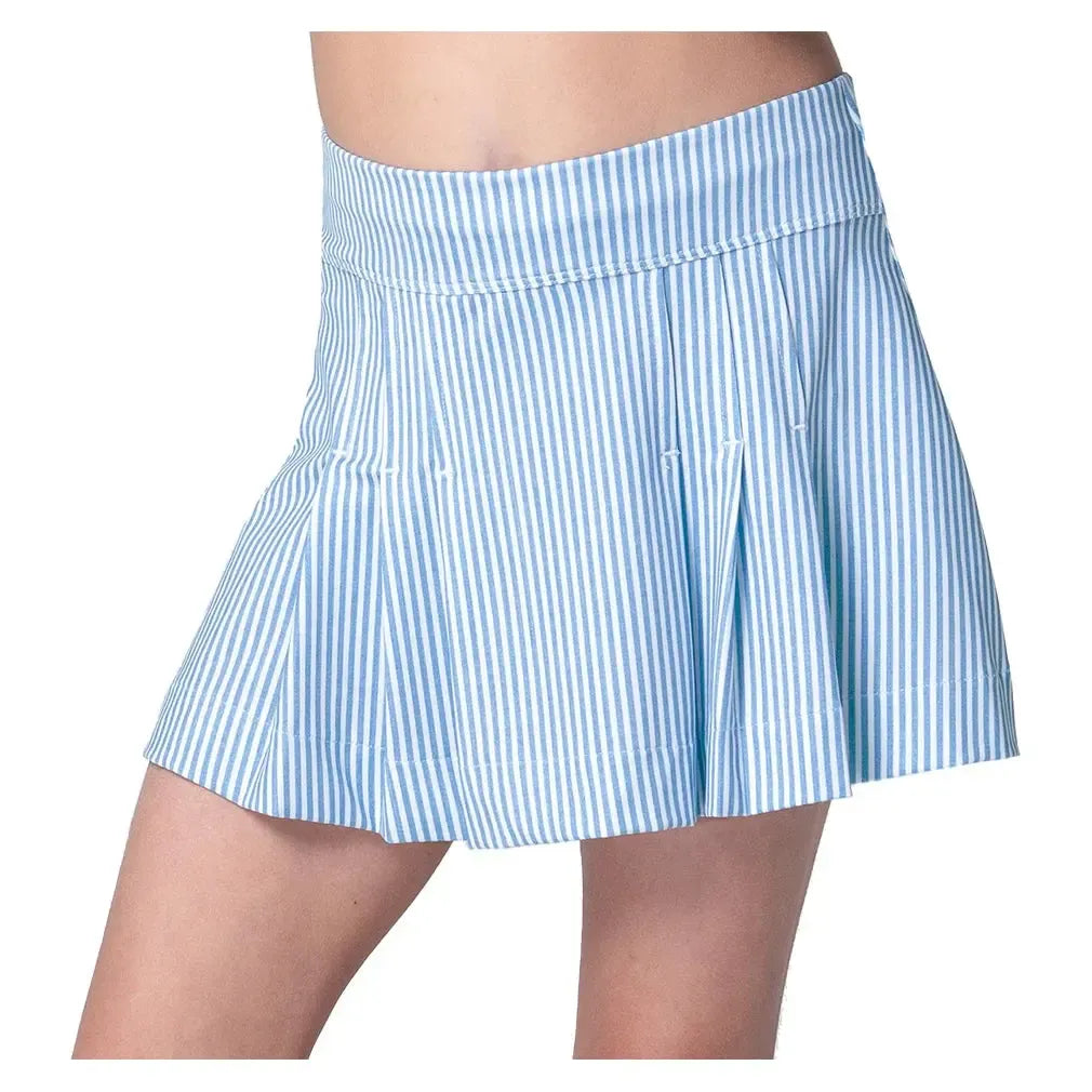 Girls' Linen Stripe Pleat Tennis Skort Periwinkle-Apparel-Lucky In Love-B171-40D432F25-3-Tennis Express