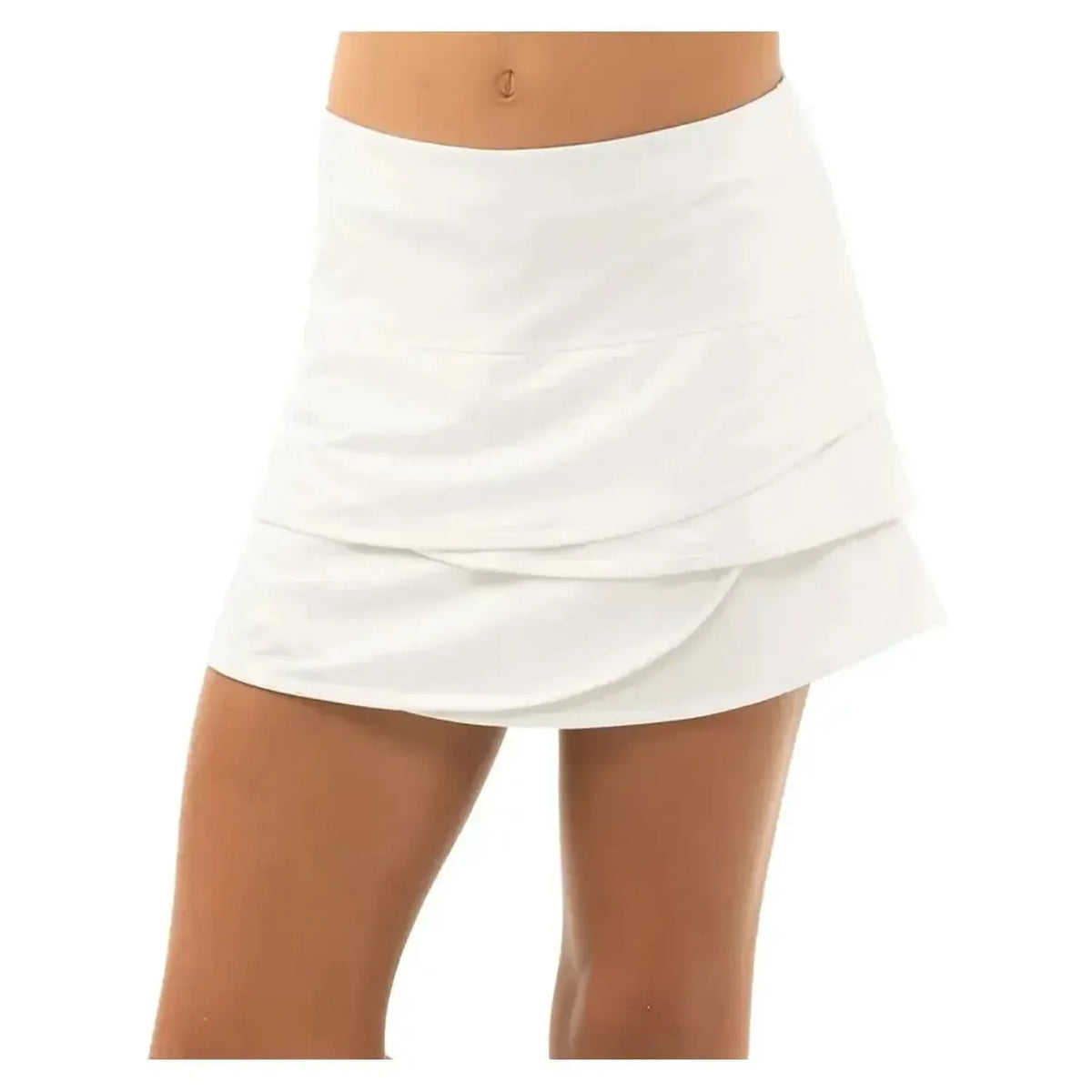 Girlsâ€™ Scallop Tennis Skort-Apparel-Lucky In Love-B32-B-W-Tennis Express