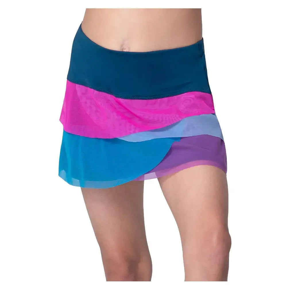 Girls' Mesh Scallop Tennis Skort Navy-Apparel-Lucky In Love-B40-400F25-Tennis Express