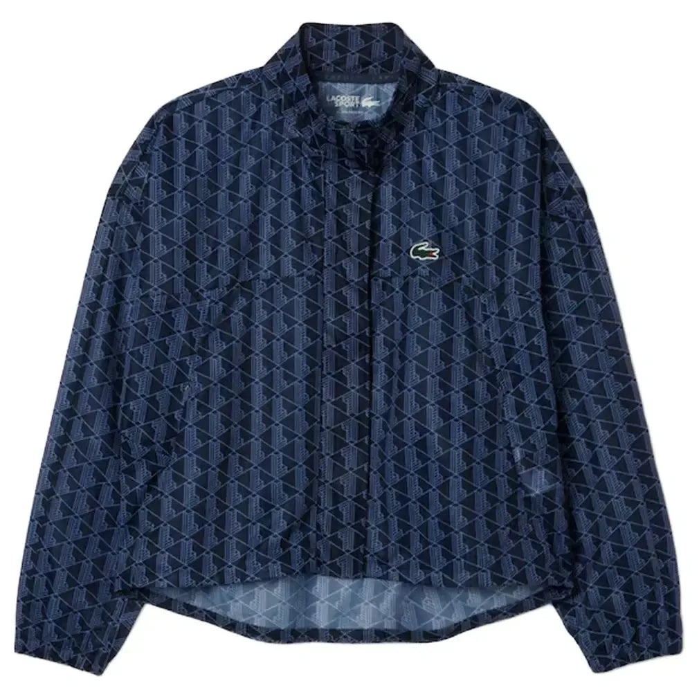 Women's Core Performance Monogram Tennis Jacket Navy Blue and Delphinium-Apparel-Lacoste-BF8644-AITF25-Tennis Express