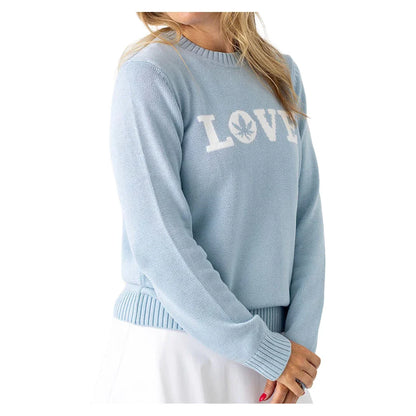Women's Love Instarsia Crewneck Tennis Sweater
