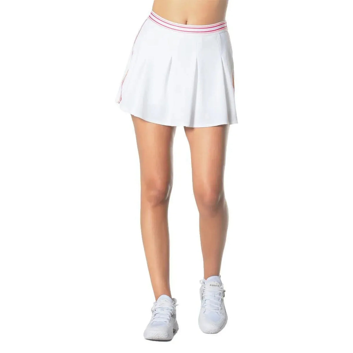 Women's Long High Waist Stripe Tennis Skort White-Apparel-Lucky In Love-CB705-W03110-2-Tennis Express