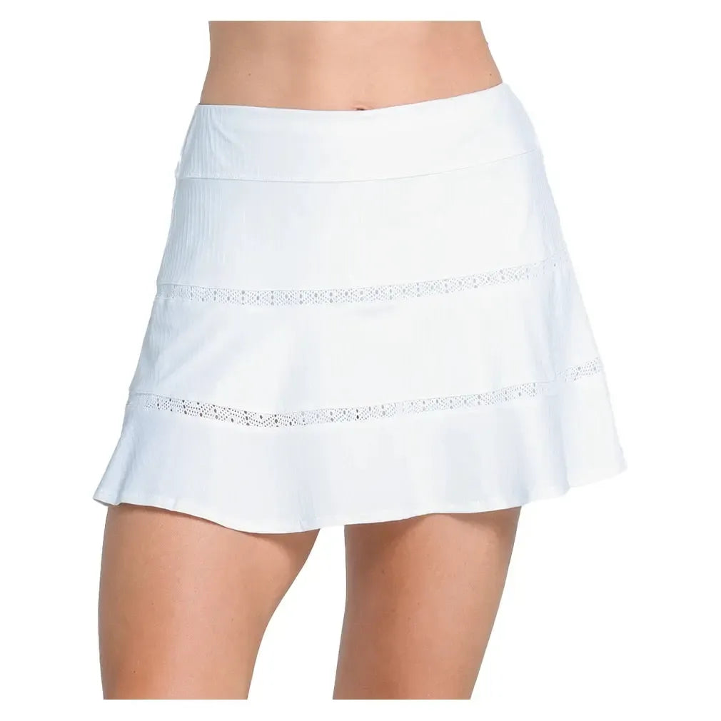 Women's Tier Flounce 14 Inch Tennis Skort White-Apparel-Lucky In Love-CB780-110U25-1-Tennis Express