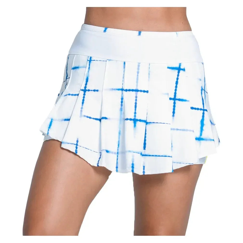Women's Shibori Plaid 13.5 Inch Tennis Skort White and Royal-Apparel-Lucky In Love-CB785-49B120U25_2f5933a4-123e-4dff-84f3-25cb5c5a7ddd-4-[Sku]-Tennis Express