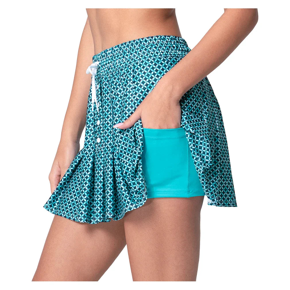 Women's High Waist Winner's Circle Tennis Skort Aquamarine