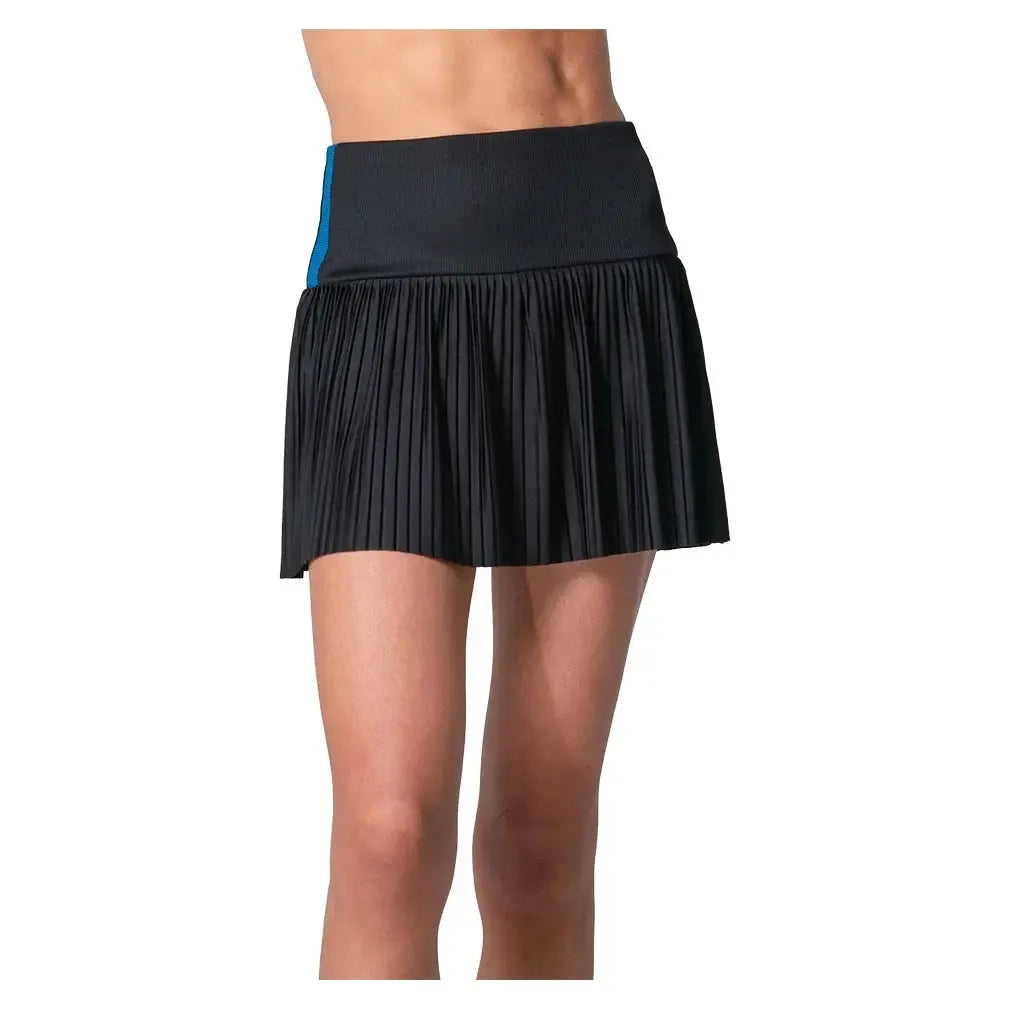 Women's Racer Rib Pleated Tennis Skort Black-Apparel-Lucky In Love-CB807-001-1-Tennis Express
