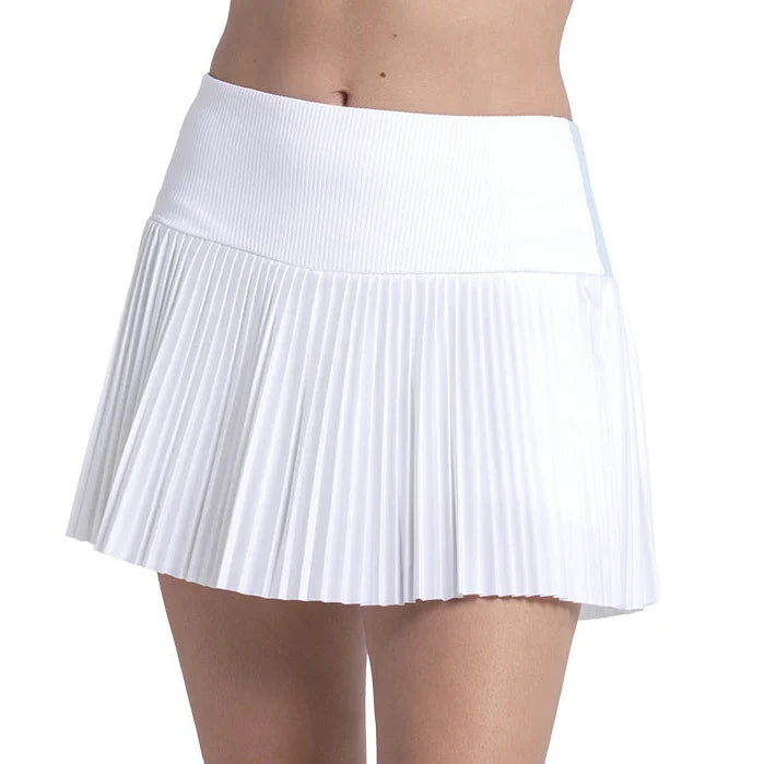 Women's Racer Rib Pleated Tennis Skort White and Wave Blue-Apparel-Lucky In Love-White/Wave Blue-XS, [current_file_name-Tennis Express