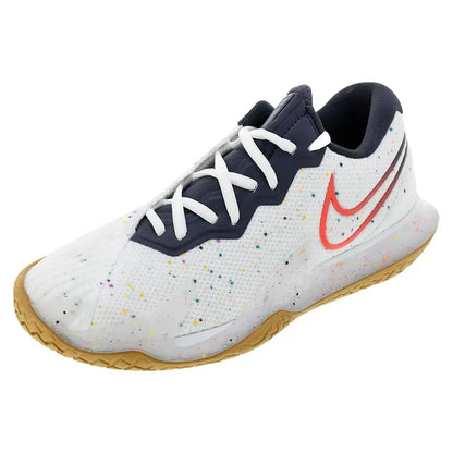Men's Air Zoom Vapor Cage 4 Tennis Shoes White and Laser Crimson-Footwear-Nike-CD0424-105H25copy_e4086140-c2f0-404d-9f8d-ab7e8d5d8b4c-Tennis Express