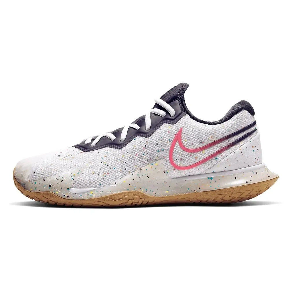 Men's Air Zoom Vapor Cage 4 Tennis Shoes White and Laser Crimson