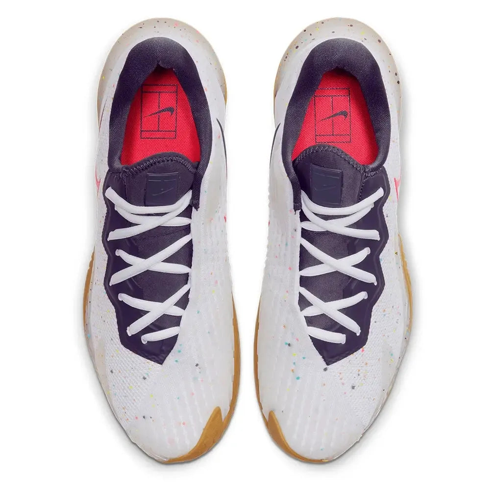 Men's Air Zoom Vapor Cage 4 Tennis Shoes White and Laser Crimson