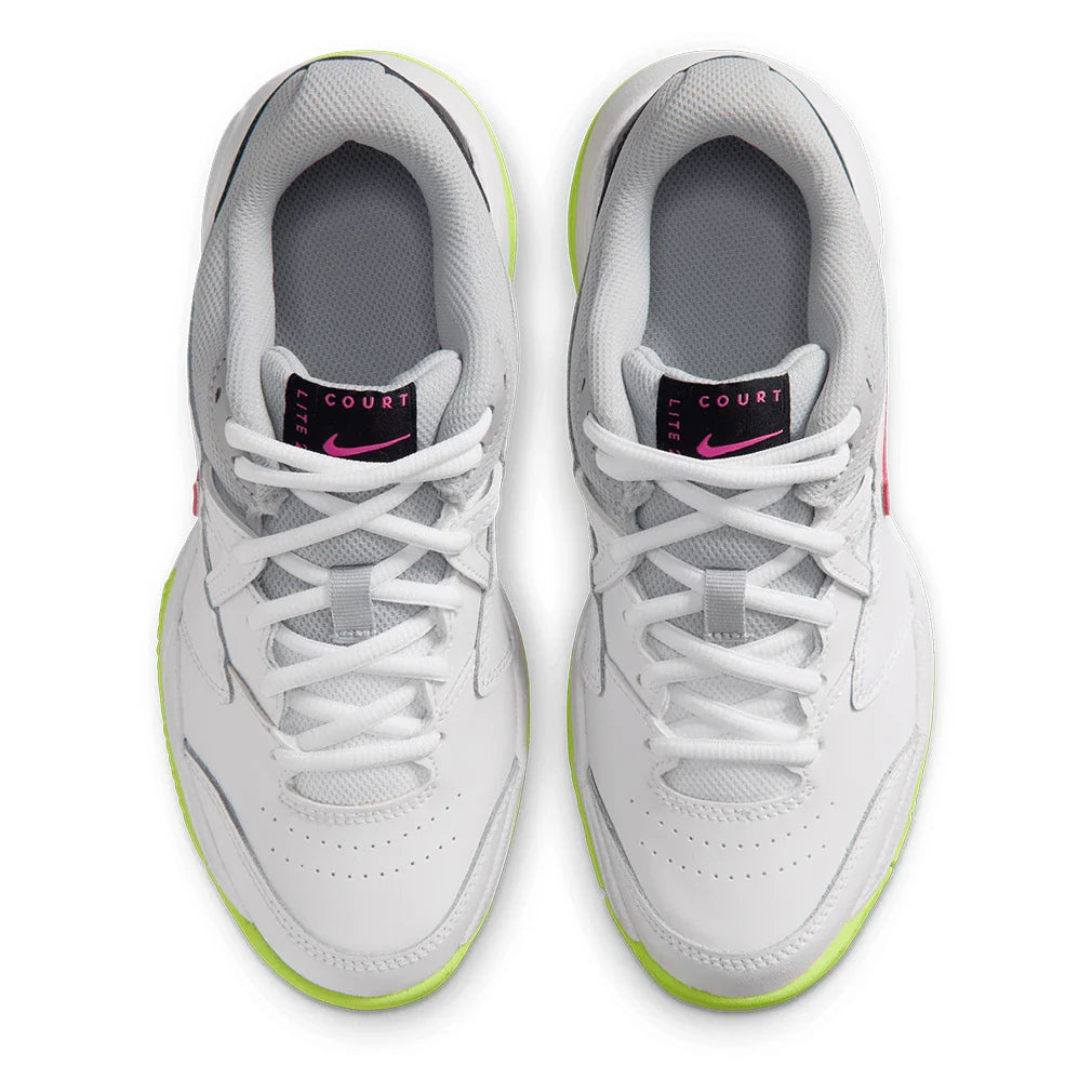 Juniors' Court Lite 2 Tennis Shoes White and Laser Fuchsia