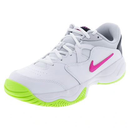 Juniors' Court Lite 2 Tennis Shoes White and Laser Fuchsia-Footwear-Nike-CD0440-107copy-Tennis Express