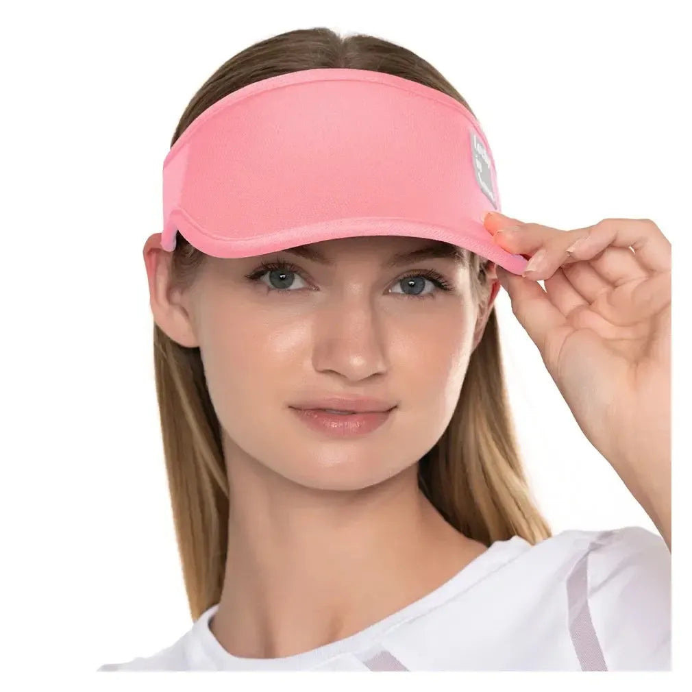 Women's Lucky Logo Stretch Tennis Visor Flamingo-Apparel-Lucky In Love-CH011-670S25-1-1-[Sku]-Tennis Express