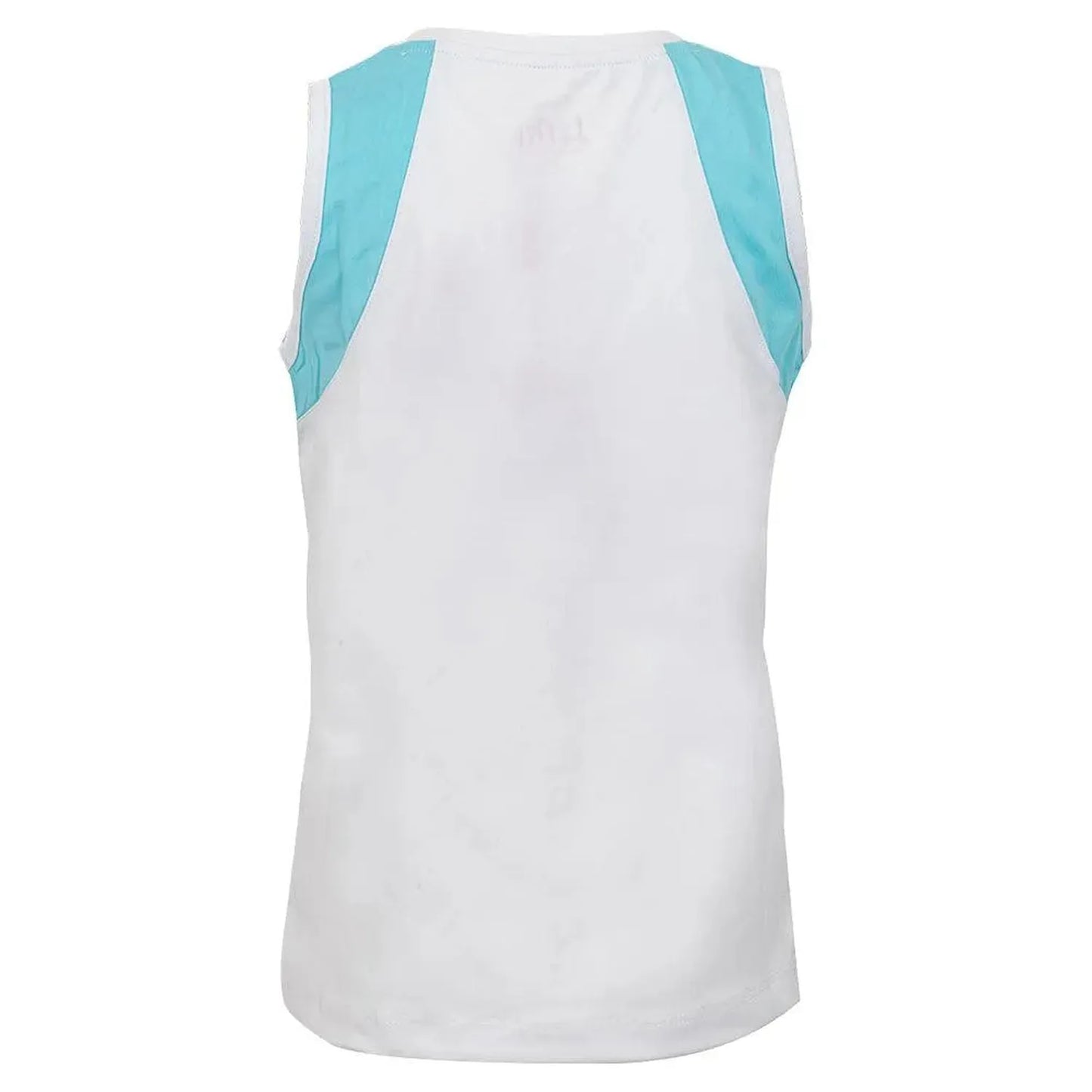 Girls' Tennis Tank White and Aqua Block Trim-Apparel-Little Miss Tennis-COV32-U22-2-Tennis Express