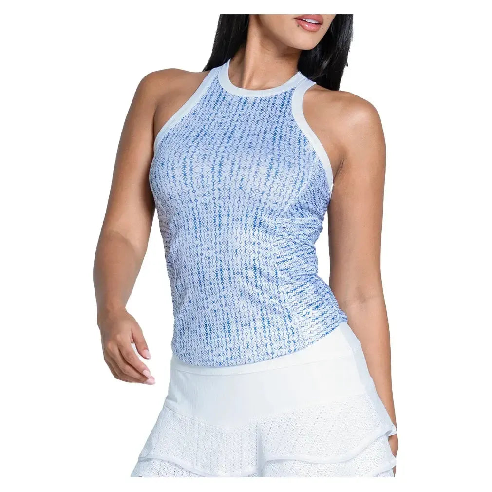 Women's Boho Tile Rib Tennis Tank Royal-Apparel-Lucky In Love-CT709-45B431U25-Tennis Express